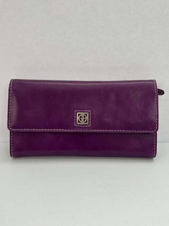 Giani Bernini Handbags - Giani Bernini Purple Leather Wallet Clutch Snap Closure Card Slots Zippered Coin